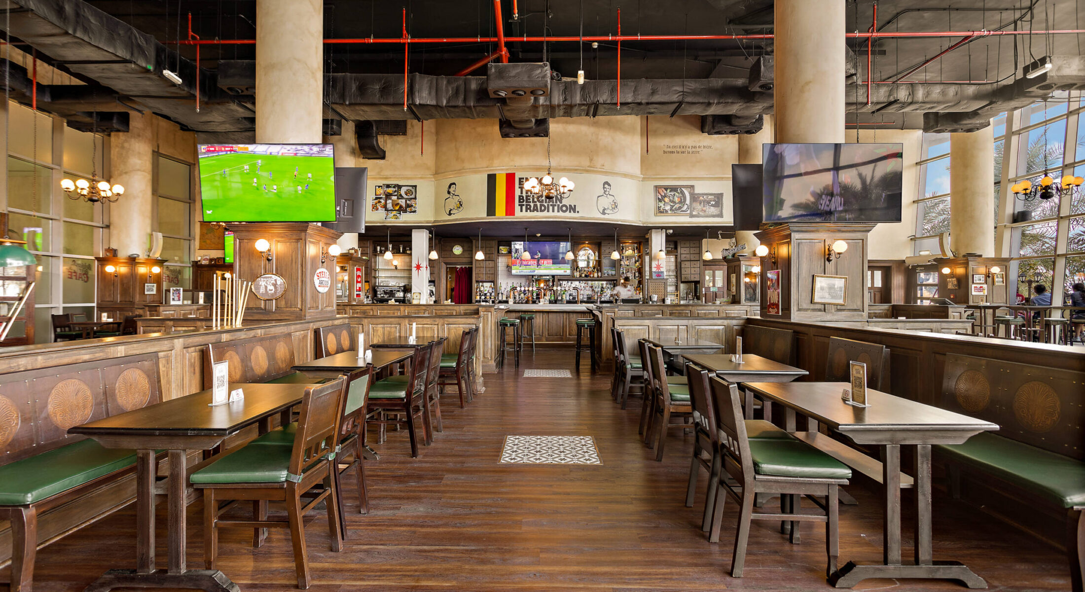 Indoor interior of Belgian beer bar in Abu Dhabi at Novotel Gate