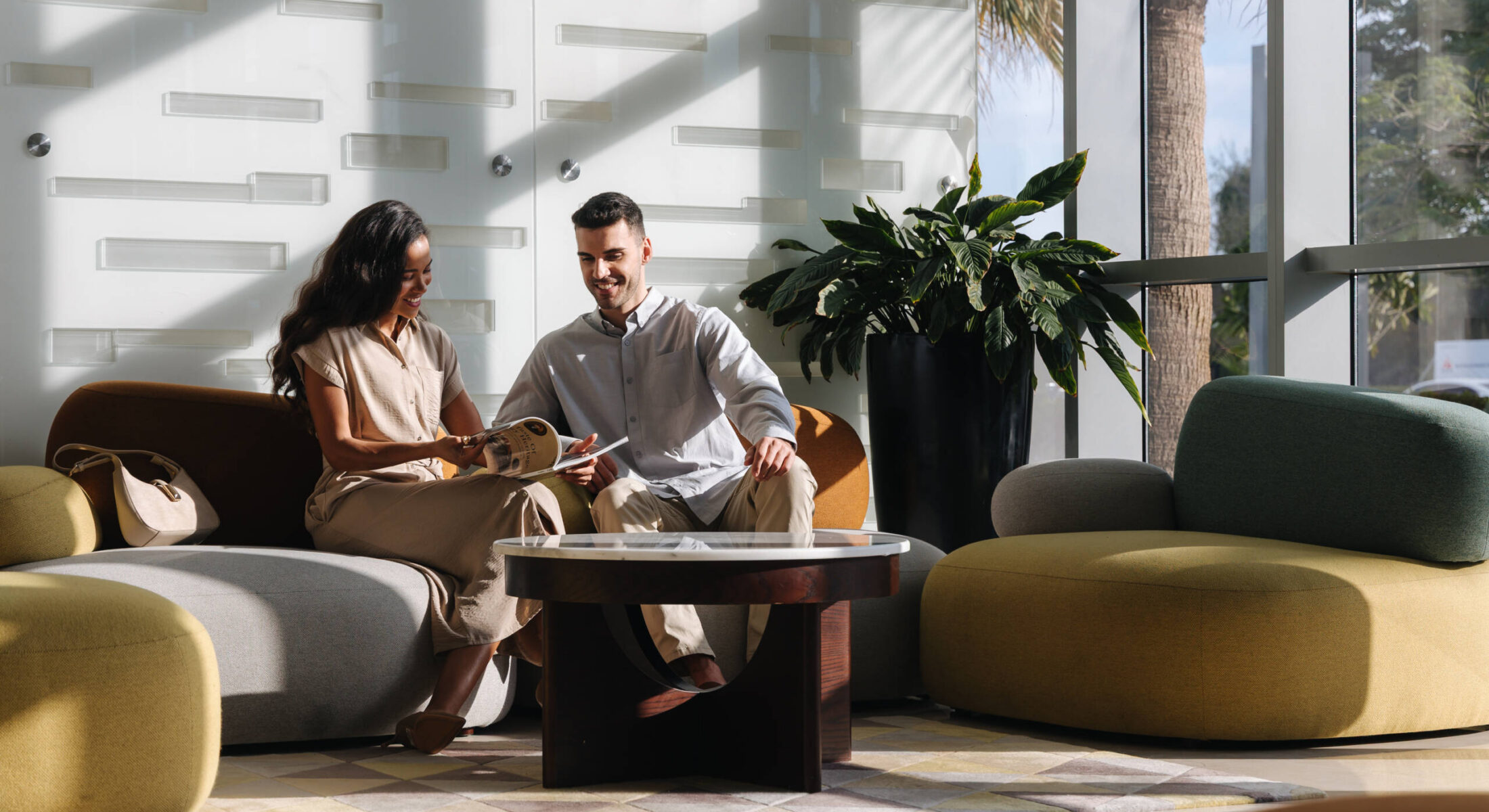 Lobby interior of Novotel Gate Abu Dhabi 4-star hotel in Abu Dhabi